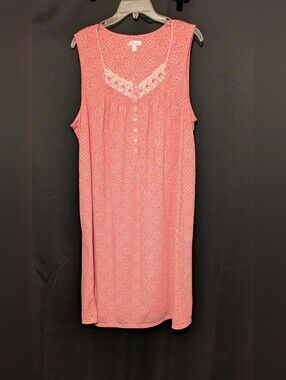 Secret Treasure Sleepwear Sleeveless Pink Lace Trim Nightgown Size 2X